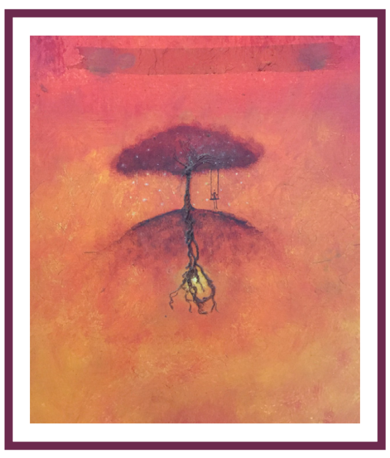 Árbol sobre textura roja
